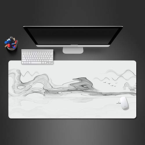 Mauspad Large Schwarz-Weiß-Kunst Mauspad Naturkautschuk Waschbar Große Tischmatte Notebook-Computer Gamers Rutschfeste Tischmatte 600X300X3Mm