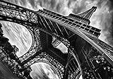 Forwall Fototapete Vlies Tapete Wanddeko Eiffelturm Paris - Frankreich Wolken Vintage Grau Moderne Wanddekoration 12672V4 254cm x 184cm Schlafzimmer Wohnzimmer