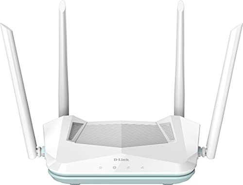 D-Link R15 Eagle PRO AI AX1500 Smart Router (AI Wi-Fi/Traffic Optimiser, AI Parental Control, Gigabit Ports, MU-MIMO, 1024 QAM, OFDMA, WPA3, D-Link Wi-Fi Mesh, kompatibel mit Alexa/Gooogle Assistant)
