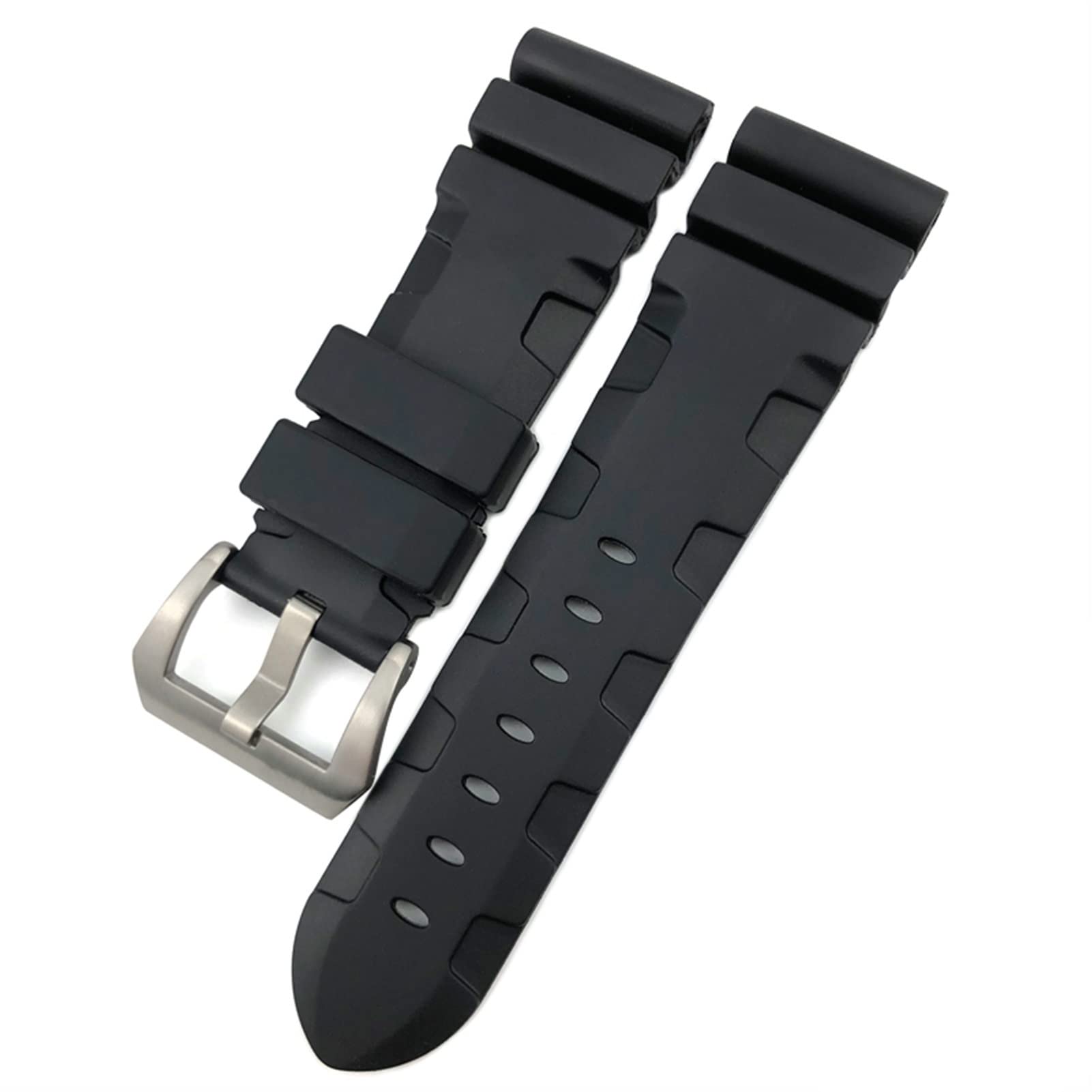 TRDYBSK Gummi-Uhrenarmband 22 mm, 24 mm, 26 mm, Silikon-Uhrenarmband für Panerai, tauchfähiges Luminor PAM wasserdichtes Armband (Farbe: schwarzer Stift, Größe: 24 mm schwarze Schnalle)