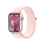 Apple Watch Series 9 (GPS, 41 mm) Smartwatch mit Aluminiumgehäuse in Pink und Sport Loop Armband in Hellrosa. Fitnesstracker, Blutsauerstoff und EKG Apps, Always-On Retina Display, CO₂ neutral