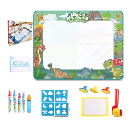 heofonm Water Doodle Mat Mess Free Learning Toy Mat, Aqua Infinity Canvas On Cozy Home, Cozy Hoome-Aqua Infinity Canvas Toy, Magical Water Canvas, Aqua Infinity Canvas (Dinosaurs)