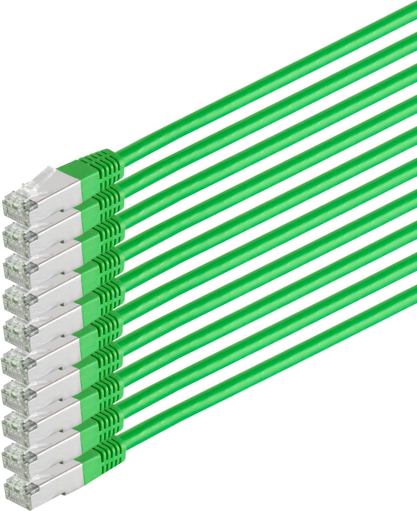 S/CONN maximum connectivity Netzwerkkabel-Patchkabel, cat 6, S/FTP, PIMF, Halogenfrei, VE10, grün, 1,0m (75711-HG-SET10)