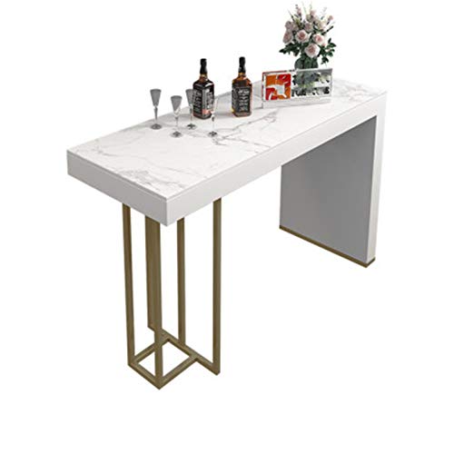 ChengBeautiful Stehtisch Marmor-Rock-Platten-Bar-Tischhaus-Esstisch-Tisch-Wohnzimmer offene Kücheninsel-Konsole (Farbe : Gold, Size : 120x40x103.9cm)