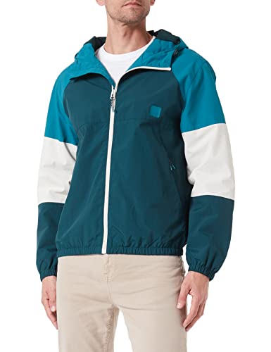 Springfield Herren Parka Blöcke Farbe Jacke, Blau/Ente, Small