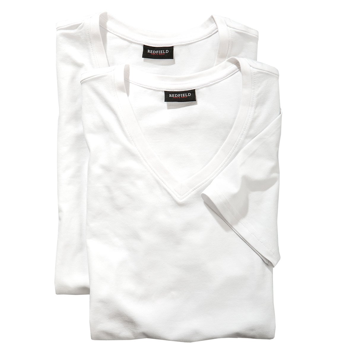 Redfield Weißes Doppelpack T-Shirt V-Ausschnitt XXL, Größe:7XL