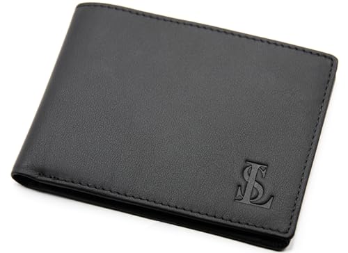 LS - Luiz Scaletta Leder Geldbeutel Geldbörse Herren RFID-Schutz Portemmonaie I Gentleman Design I Männer Brieftasche Münzbörse Wallet (schwarz)
