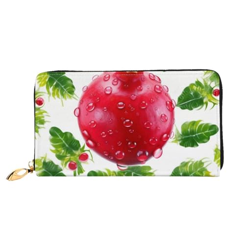 YoupO Rote Frucht Geldbörse für Frauen Leder Geldbörse mit Reißverschluss Münztaschen Mode Handtasche Tasche, Schwarz , Einheitsgröße