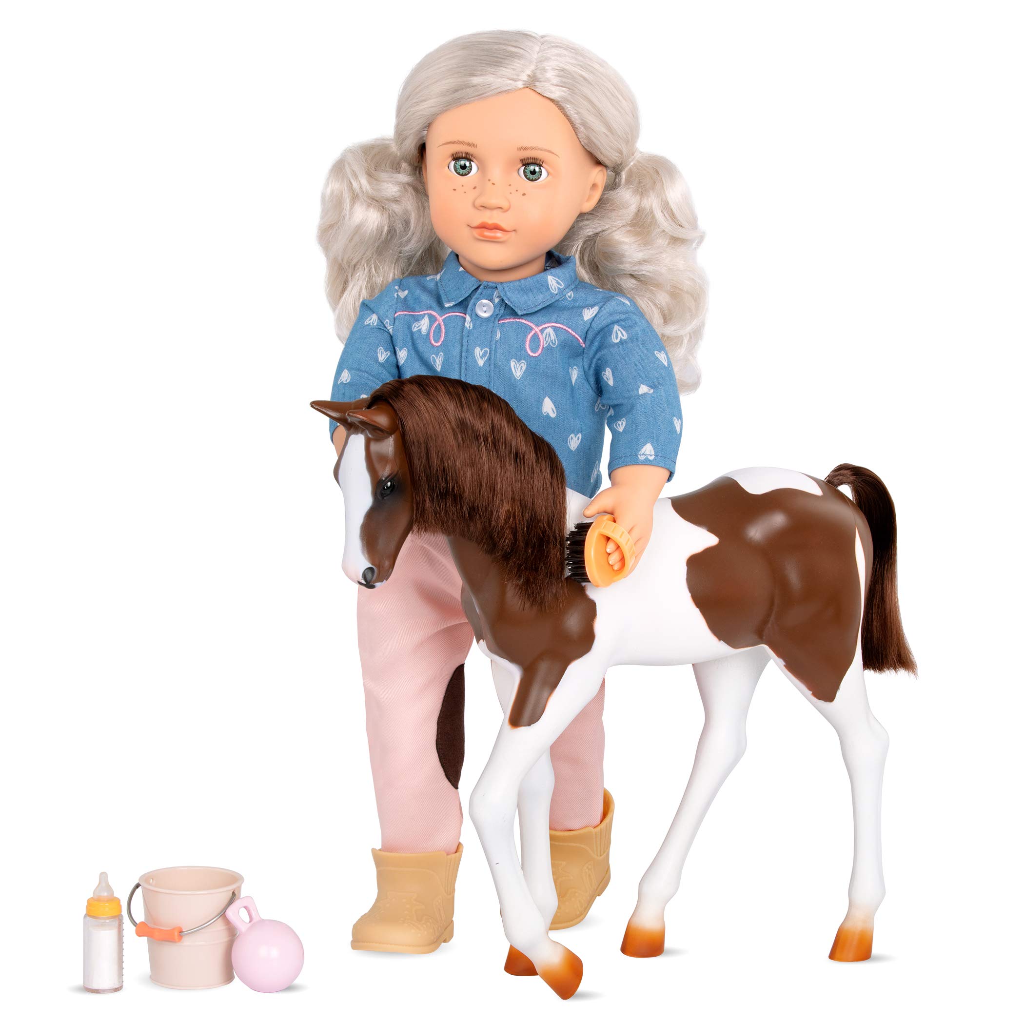 Our Generation Yanira Puppe mit Fohlen: EIN Herz für Pferde – Spielset mit Zubehör für Junge Reiterinnen