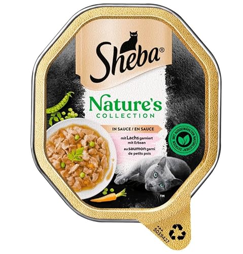 Sheba Nature's Collection in Sauce - Feinstes Katzennassfutter in der Schale mit Lachs und grünen Erbsen - 22 x 85g