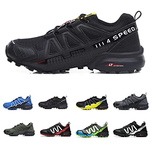 WYUKN MTB Fahrradschuhe, Herren, Motorradschuhe, wasserdicht, Trekking, Fahrradschuhe, Outdoor, Wandern, Sneaker, Jogger, Herren, schwarz, 43EU