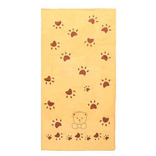 Hemobllo Badetuch für Hunde und Katzen, sehr saugfähig, waschbar, zum Trocknen, 70 x 140 cm, Brauner Fußabdruck