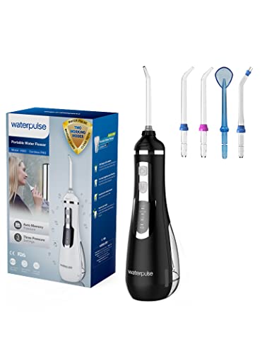 NPO Waterpulse Cordless Water Flosser, Battery Operated & Portable for Travel & Home, V500 (Black)