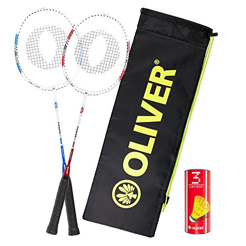 Oliver Badminton-Set - 2 Schläger (Power P500) + Bälle + Hülle