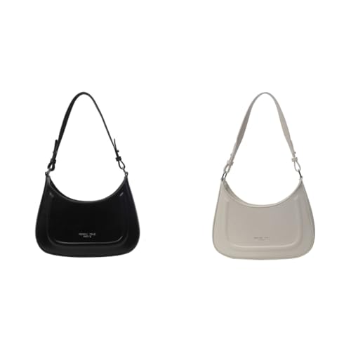 LYEAA Große Kapazität PU-Unterarmtasche Damenhandtasche Einfache Halbmond-Clutch mit verstellbarem Riemen for Party