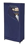 WENKO Kleiderschrank Business mit Ablage - mobile Garderobe, Faltschrank, Polyester, 75 x 160 x 50 cm, Dunkelblau