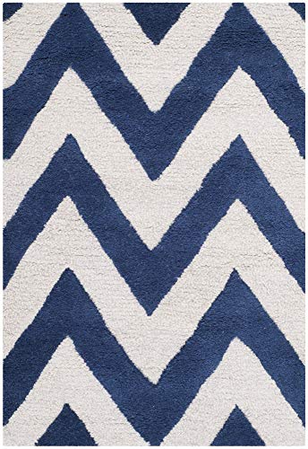 Safavieh Strukturierter Teppich, CAM139, Handgetufteter Wolle, Marineblau/Elfenbein, 120 x 180 cm