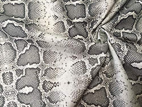 Grauer Schlangenhaut-Stoff mit Digitaldruck aus Baumwolle – Gardinen, Dekor, Kleid, Möbel – Graue und cremefarbene Streifen – 140 cm breit (2 Meter)