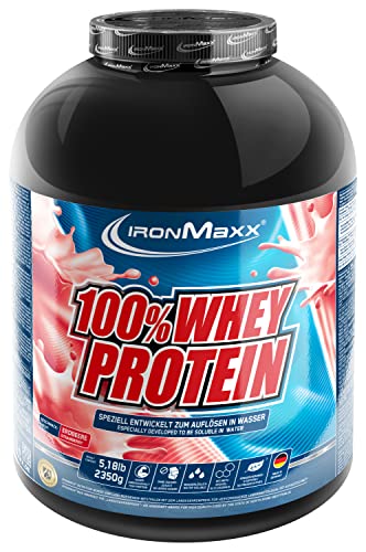 IronMaxx 100% Whey Protein Pulver Molke wasserlöslich, Geschmack Erdbeer, 2,35 kg Dose (1er Pack)