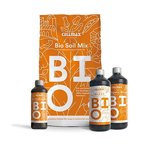 Cellmax Bio-Startpaket | Alles, was Sie brauchen, um 100% biologisch anzubauen | Bio Soil Mix, Bio 8-2-2, Bio-Organic Bloom und Bio-Rootbooster | Control Union Zertifizierung
