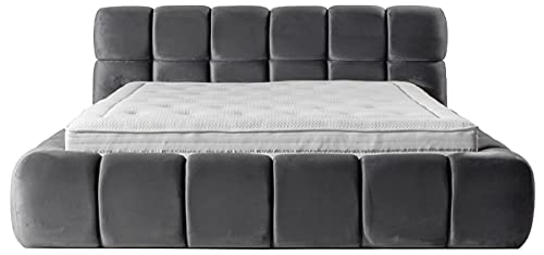 Casa Padrino Luxus Doppelbett Grau - Verschiedene Größen - Modernes Bett mit Matratze - Schlafzimmer Möbel, Grösse:200 x 200 cm