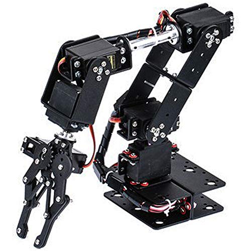 Tatiy 6DOF Robot Mechanical Arm Kit, Programmierroboter-Klemmhandklaue mit 6 Servomotoren, 180-Grad-Winkel-DOF-Manipulator-Industrieroboterteile für Den Hochschulunterricht