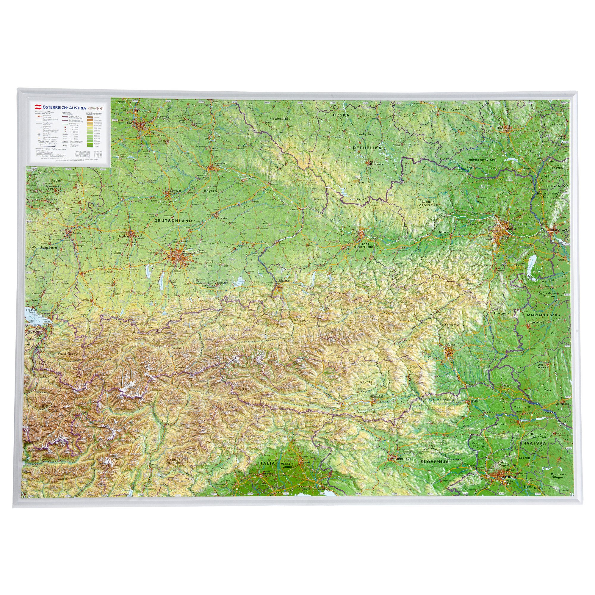Österreich 1:800.000: Reliefkarte Österreich (Tiefgezogenes Kunststoffrelief)