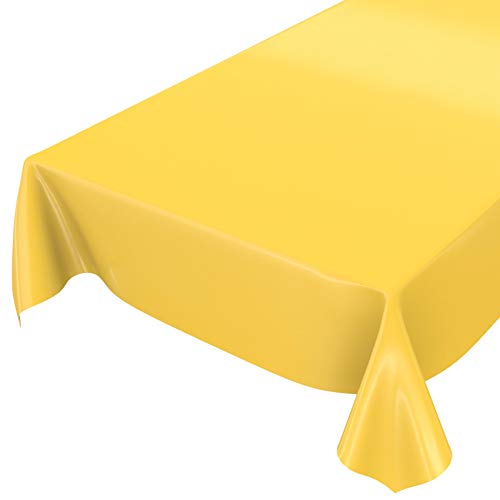 ANRO Wachstuchtischdecke Wachstuch abwaschbare Tischdecke Uni Glanz Einfarbig Gelb 200x140cm eingefasst