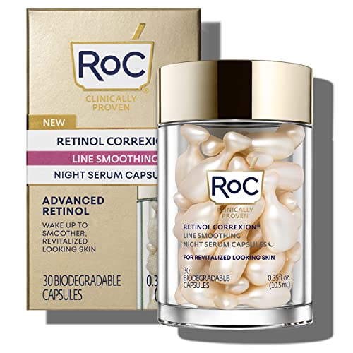 RoC Retinol Correxion line smoothing Night Serum Capsules, Clear, 30 Count
