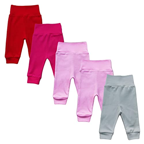 MEA BABY Unisex Baby Hose aus 100% Baumwolle im 5er Pack/Pumphose, Babyhose für Jungen Baby Hose für Mädchen, Schlupfhose (98, Mädchen)