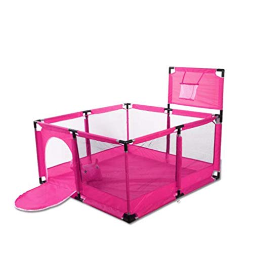Extra großer Zaun, Kinderlaufstall, Outdoor Indoor tragbaren Sicherheitszaun, All-Star-Lauflernhilfe, 126 × 126 × 66 × 43 cm (Color : Pink)