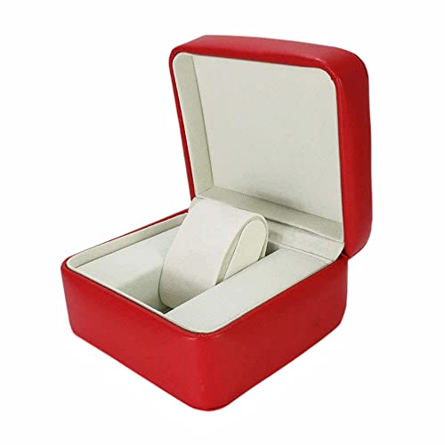 ROUHO PU Leder äußere hölzerne Uhrenbox Schmuck Geschenk Sammlung Aufbewahrungskiste Rot Uhrenbox für Omega