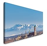 Paul Sinus Art GmbH Panorama von München 120x 50cm Panorama Leinwand Bild XXL Format Wandbilder Wohnzimmer Wohnung Deko Kunstdrucke