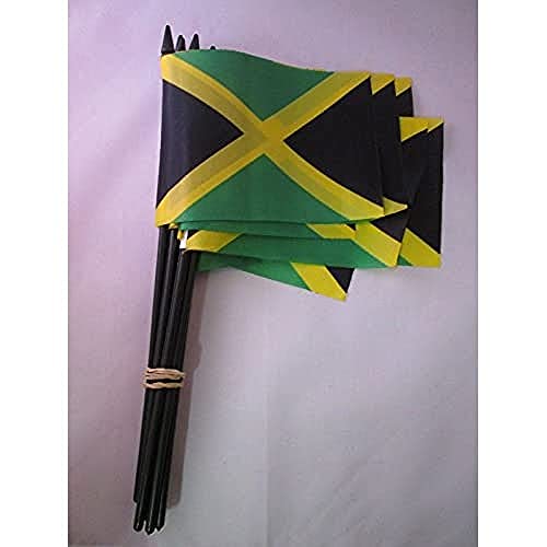 AZ FLAG STOCKFLAGGE Jamaika 15x10cm - JAMAIKANISCHE 10 stück Mini Fahne 10 x 15 cm - flaggen