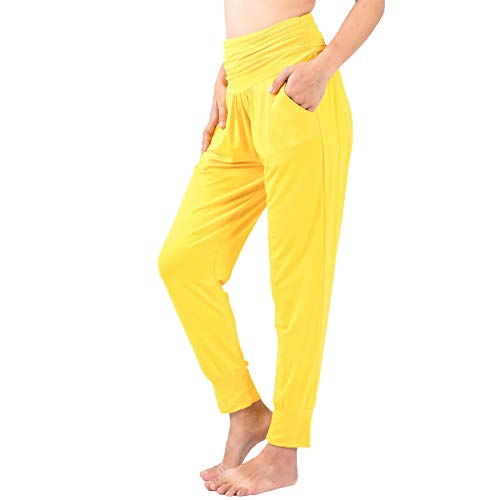 Lofbaz Yogahosen für Damen Workout Gamaschen Mädchen Teen Schweißjogger Damenbekleidung Jogginghosen Haremshosen Pyjamas - Gelb - L