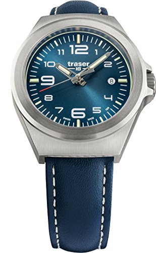 traser P59 Essential S Blue Dial Blue Leather Band Unisex Armbanduhr 108208