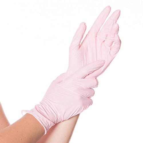 Top-Untersuchungs-Handschuhe, Premium-Einweg-Nitrilhandschuhe, Einweghandschuhe, puderfrei, ohne Latex, fettbeständig, Farbe:pink, Größe:S