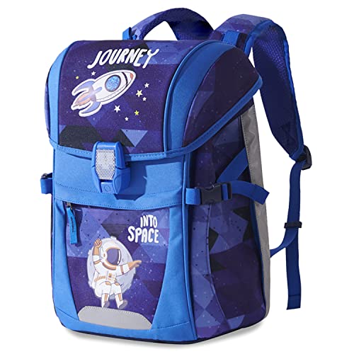 Sunveno Schulranzen Kinder Schulrucksack Kinder Rucksack für Jungen Mädchen Grundschule Kindergarten Vorschule Schultasche (Blauer Astronaut)