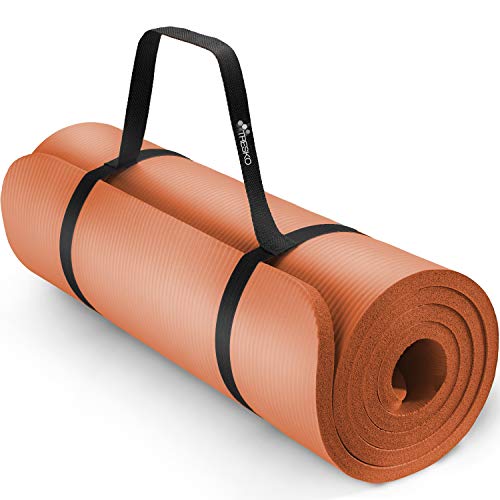 TRESKO Yogamatte Phthalatfrei - Gymnastikmatte rutschfest, Pilatesmatte Fitnessmatte mit Tragegurt, 185 x 60 x 1,5 cm Orange