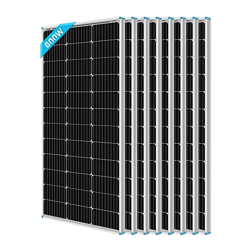 RENOGY 800W 12 Volt (schlankes Design) Solarmodul Monokristallin Solarpanel Photovoltaik Solarzelle Ideal zum Aufladen von 12V Batterien Wohnmobil Garten Camper Boot (100WX8)