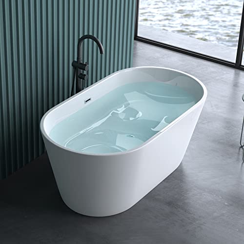 doporro Freistehende Design-Badewanne oval Vicenza520OA 150x79x59cm inkl. Ablaufgarnitur und Überlauf aus Acryl in Weiß und DIN-Anschlüssen