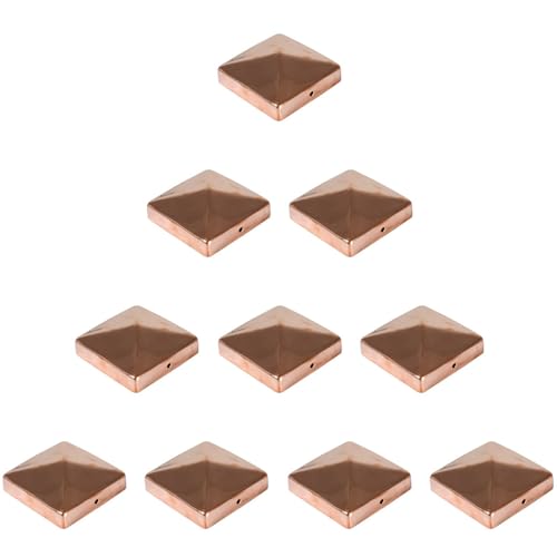 10er Set Pfostenkappe Kupfer | Form: Pyramide | im Maß 9x9 (9,1x9,1) cm eckig | aus Kupfer, poliert | Zaunpfostenkappen | Pfosten-Abeckkappe | Zaunkappen | Kupferkappen | Pfostenabdeckung