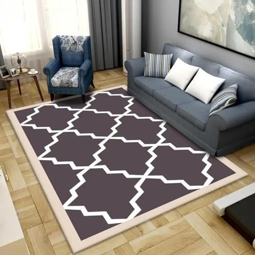 18meng Art Geometrische Kurzflor Teppich 90x120cm Moderne Abstrakte Braun Streifen Muster Wohnzimmer Schlafzimmer Weich Waschbare Teppiche, Für Badezimmer Küche Esszimmer Flur Einganglsbereich