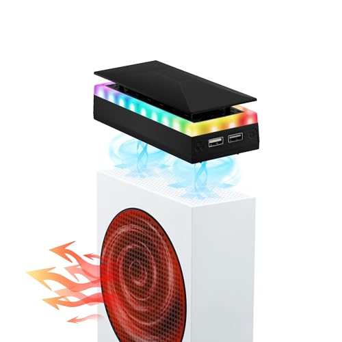 Mcbazel Xbox Serie S Lüfter Staubschutzhaube mit 7 RGB Lichteffekten, Unterstützung 4000/4300/4500 RPM/USB Datentransfer/Ladeanschluss/RGB Dual Cooler für Xbox Serie S - Weiß