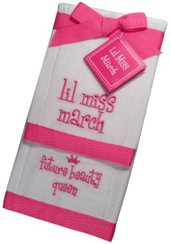 Lil Miss March Future Beauty Queen Baby Burp Cloths - Set of 2 by Mud Pie