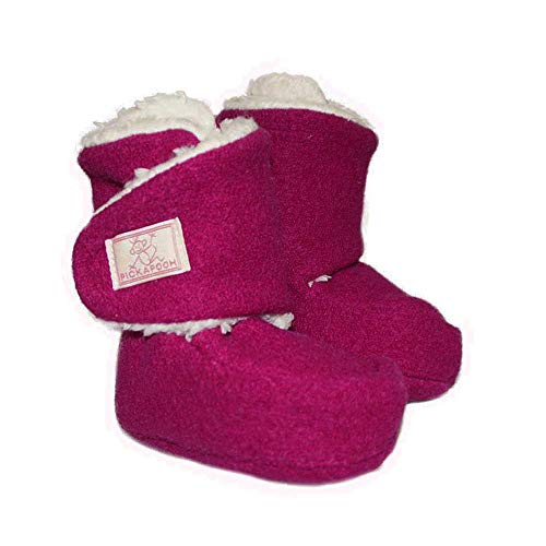 PICKAPOOH Baby Stiefelchen Trotter Bio-Wollwalk/Bio-Baumwolle, Deep Pink, Gr. 1 (ca. 0-3 Monate)