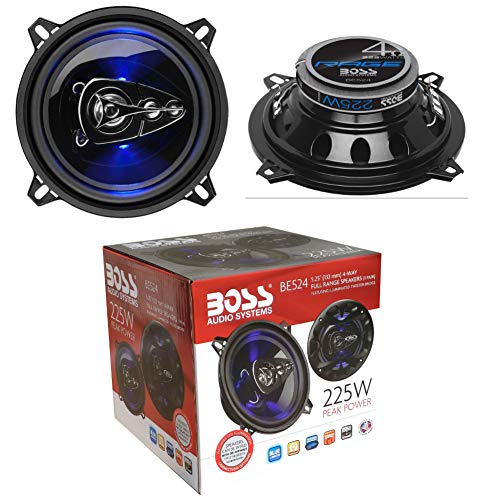 2 Lautsprecher kompatibel mit BOSS Audio Systems BE524 BE 524 4 Wege koaxialkabel 5,25" 13,00 cm 130 mm 112 watt rms 225 watt max 4 ohm 90 db mit Blauer led und gummifederung, paarweise