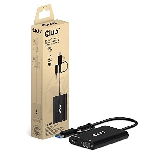 Club3D Adapter USB Gen1 Type-C/-A auf Dual HDMI™(4K/30Hz) / VGA (1080/60Hz)