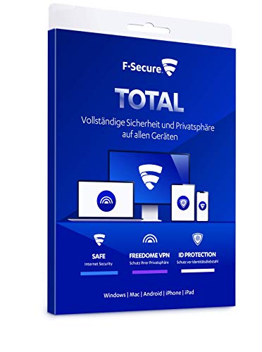 F-Secure TOTAL Security und VPN - 1 Jahr / 5 Geräte für Multi-Plattform (PC, Mac, Android und iOS) [Aktivierungscode in Boxverpackung]