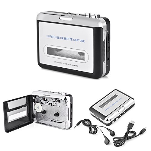 Socobeta USB-Kassettenkonverter Kassettenband zu PC MP3-CD-Konverter Audio Capture Music Player mit Kopfhörern